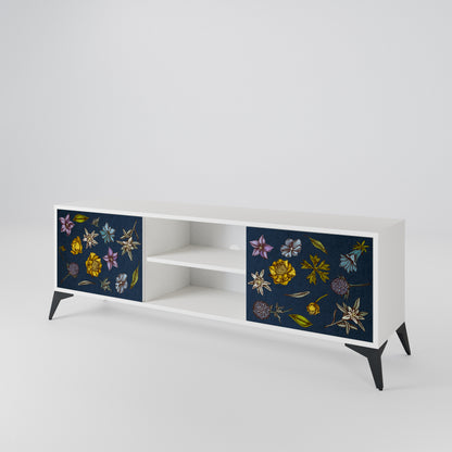 FLOWERS ON NAVY BLUE Mobile TV a 2 Ante in Finitura Bianca