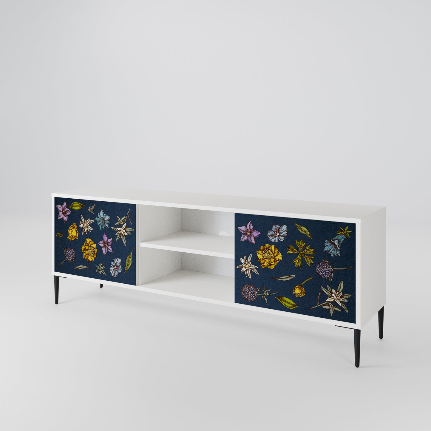 FLOWERS ON NAVY BLUE Mobile TV a 2 Ante in Finitura Bianca