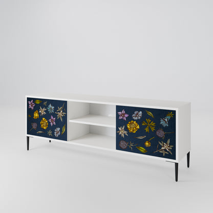 FLOWERS ON NAVY BLUE Mobile TV a 2 Ante in Finitura Bianca