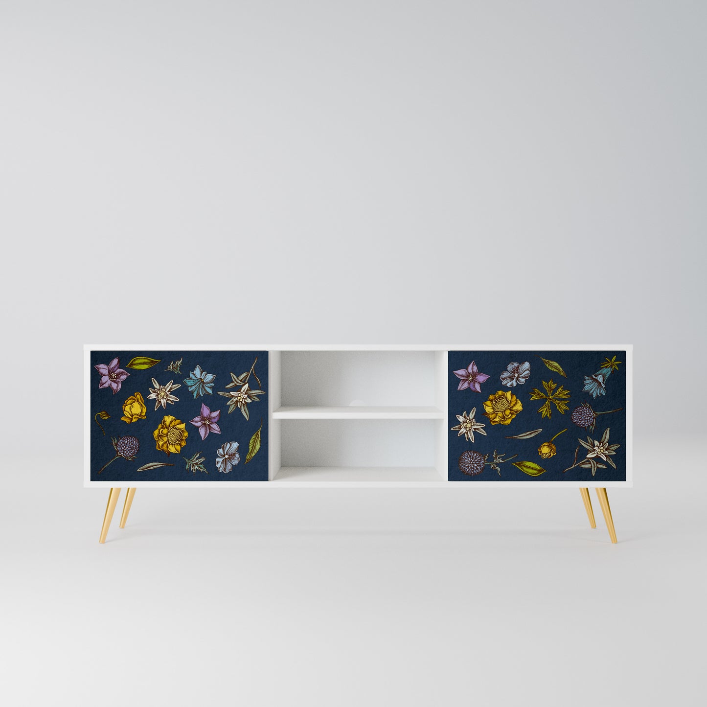 FLOWERS ON NAVY BLUE Mobile TV a 2 Ante in Finitura Bianca