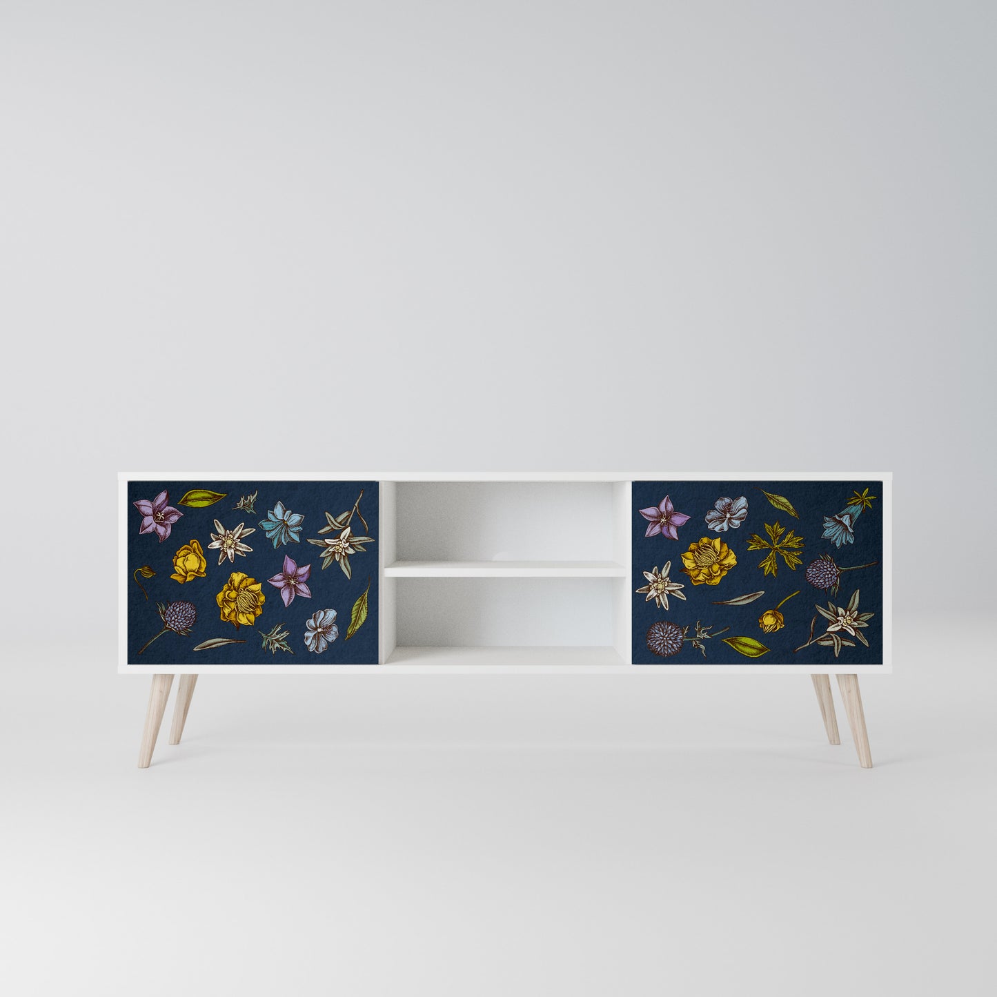 FLOWERS ON NAVY BLUE Mobile TV a 2 Ante in Finitura Bianca