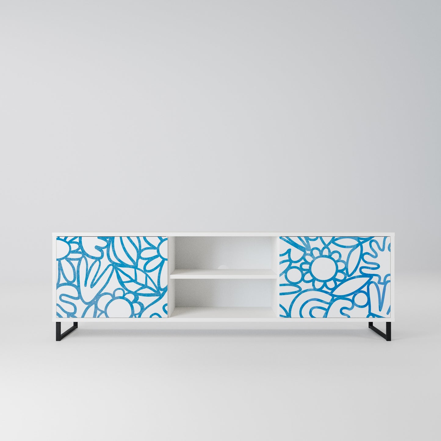 BLOOMY MORNING Mobile TV a 2 Ante in Finitura Bianca