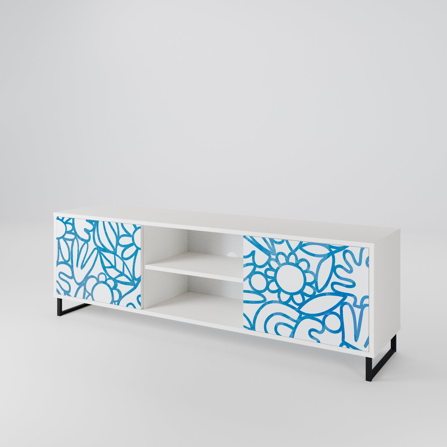 BLOOMY MORNING Mobile TV a 2 Ante in Finitura Bianca