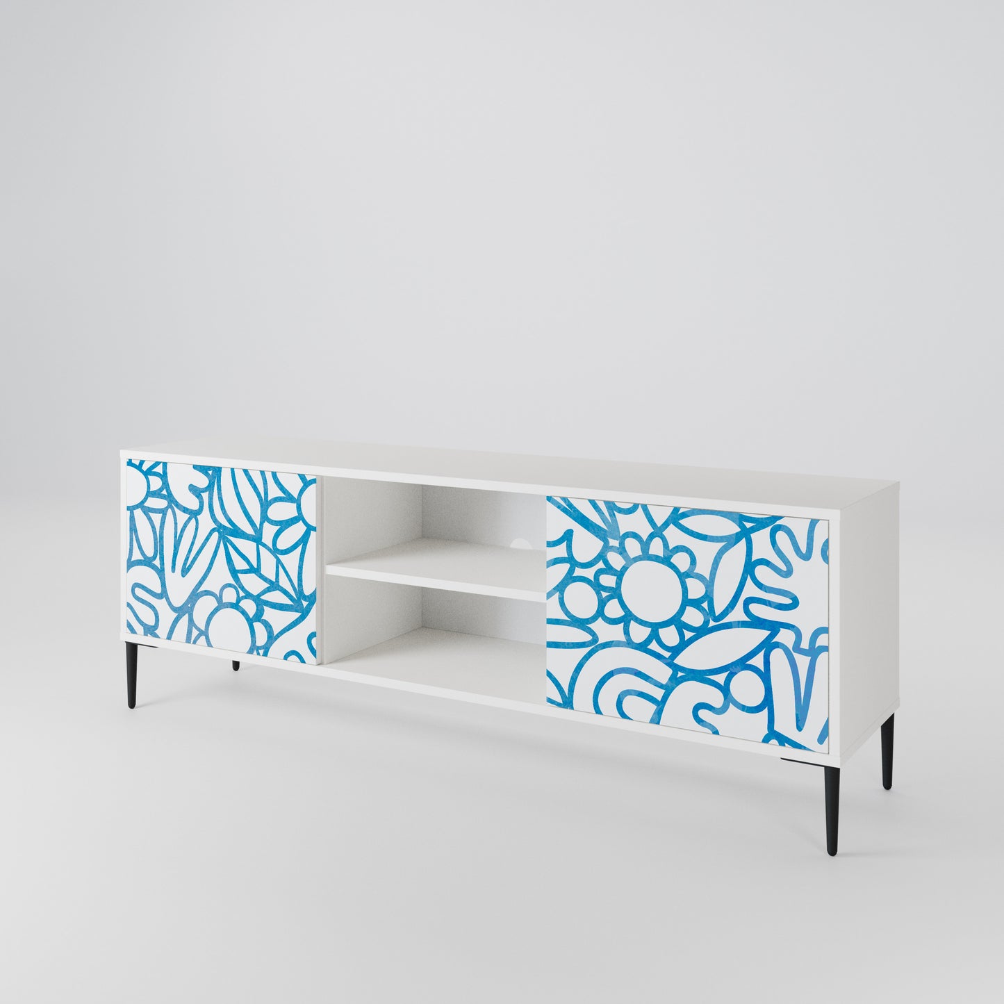 BLOOMY MORNING Mobile TV a 2 Ante in Finitura Bianca