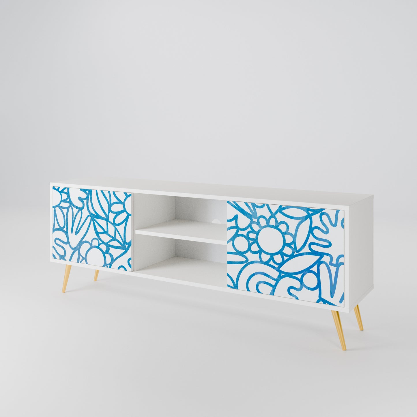 BLOOMY MORNING Mobile TV a 2 Ante in Finitura Bianca