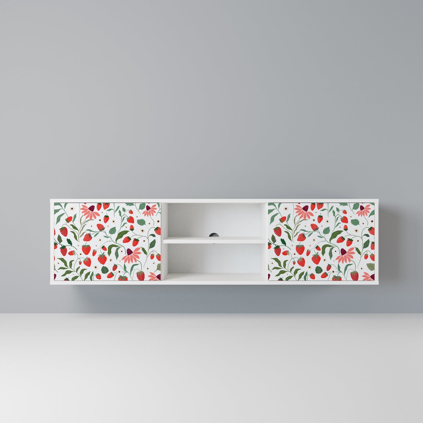 FLOWERS AND STRAWBERRIES Mobile TV a 2 Ante in Finitura Bianca