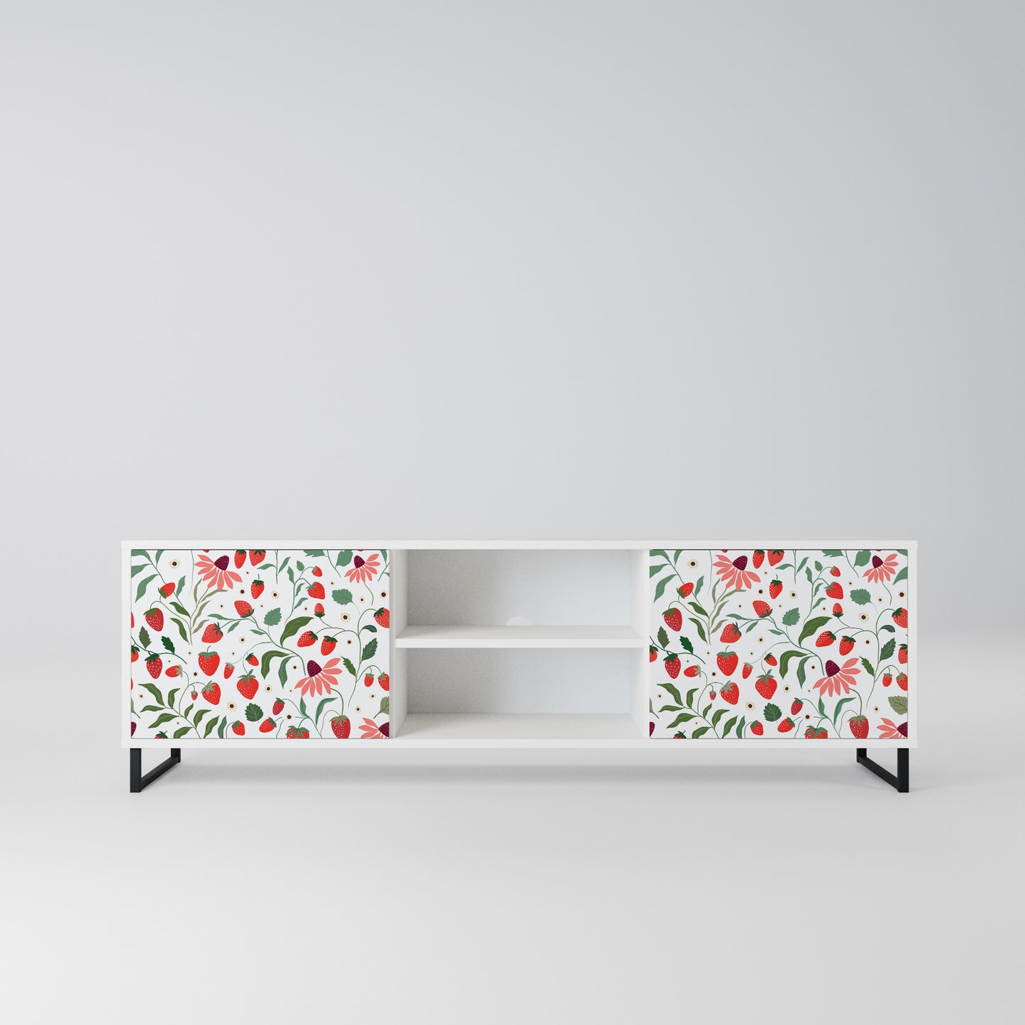 FLOWERS AND STRAWBERRIES Mobile TV a 2 Ante in Finitura Bianca