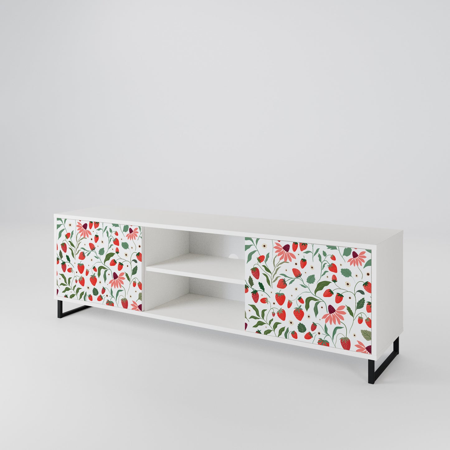 FLOWERS AND STRAWBERRIES Mobile TV a 2 Ante in Finitura Bianca