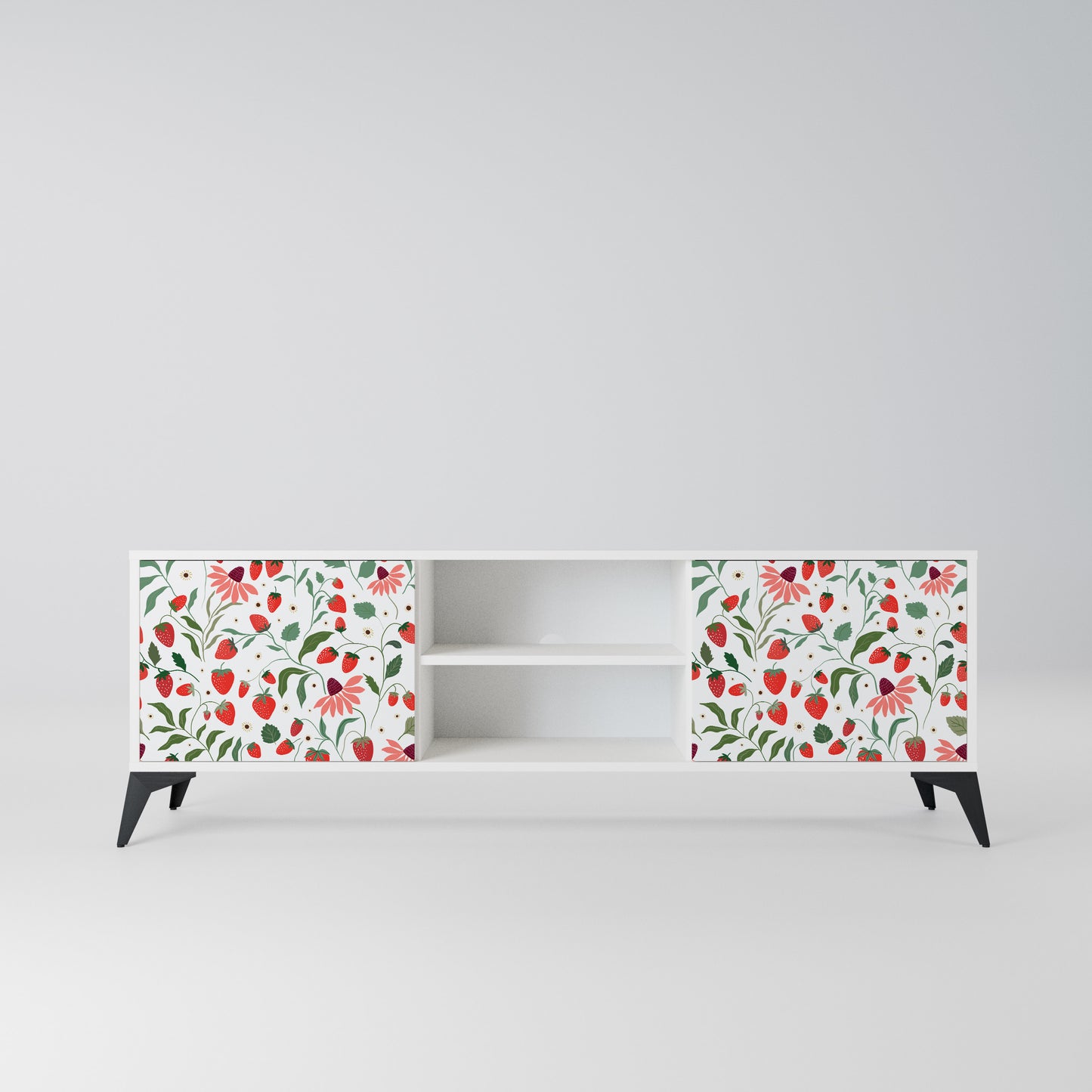 FLOWERS AND STRAWBERRIES Mobile TV a 2 Ante in Finitura Bianca