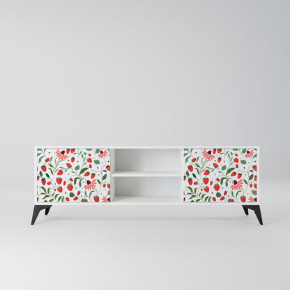 FLOWERS AND STRAWBERRIES Mobile TV a 2 Ante in Finitura Bianca