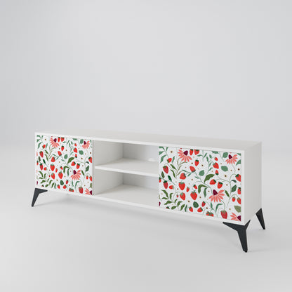 FLOWERS AND STRAWBERRIES Mobile TV a 2 Ante in Finitura Bianca