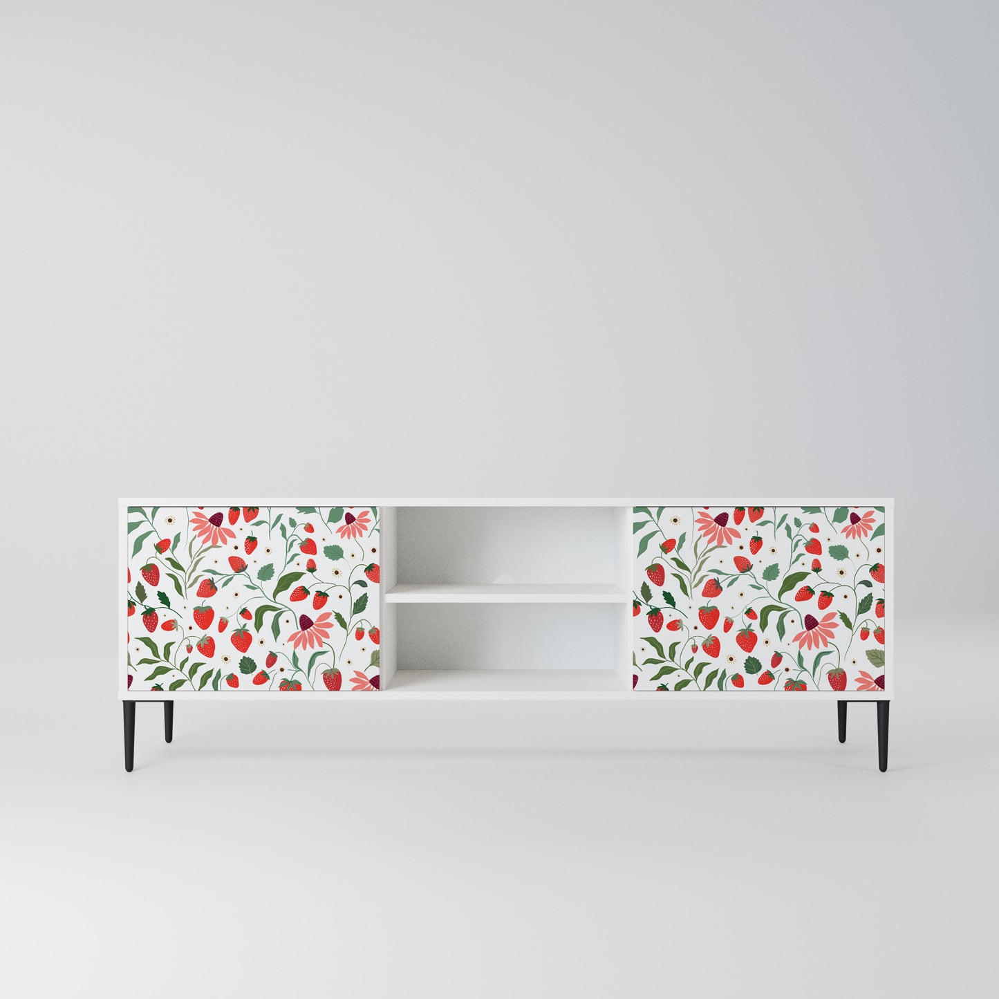 FLOWERS AND STRAWBERRIES Mobile TV a 2 Ante in Finitura Bianca