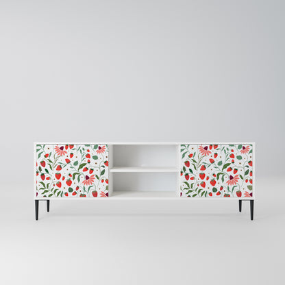 FLOWERS AND STRAWBERRIES Mobile TV a 2 Ante in Finitura Bianca