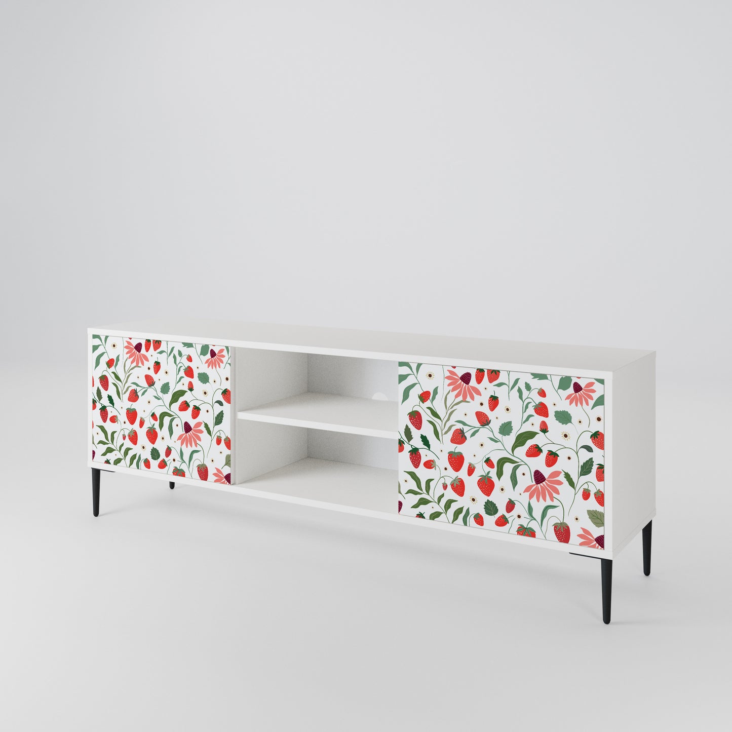 FLOWERS AND STRAWBERRIES Mobile TV a 2 Ante in Finitura Bianca