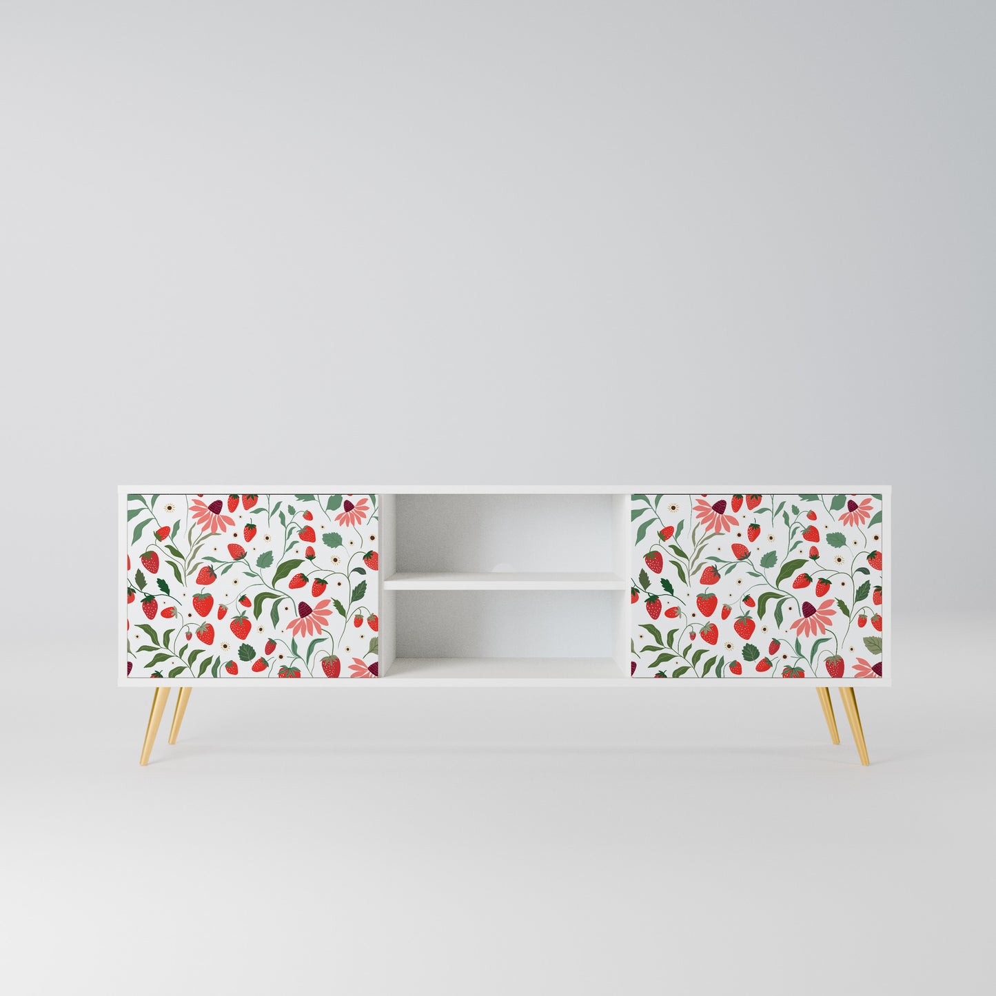 FLOWERS AND STRAWBERRIES Mobile TV a 2 Ante in Finitura Bianca