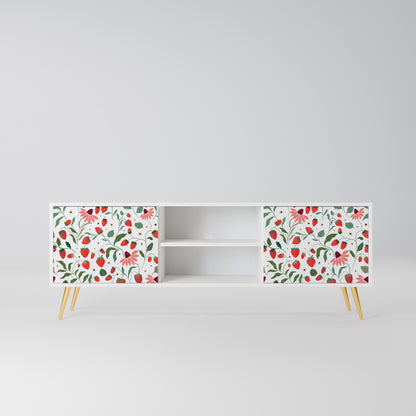 FLOWERS AND STRAWBERRIES Mobile TV a 2 Ante in Finitura Bianca