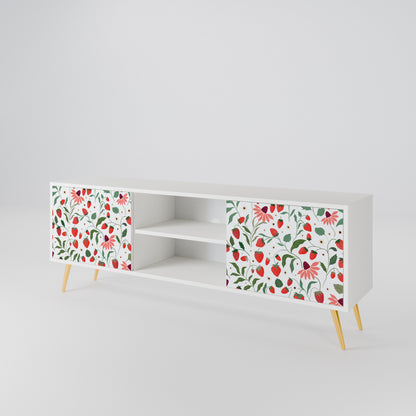 FLOWERS AND STRAWBERRIES Mobile TV a 2 Ante in Finitura Bianca