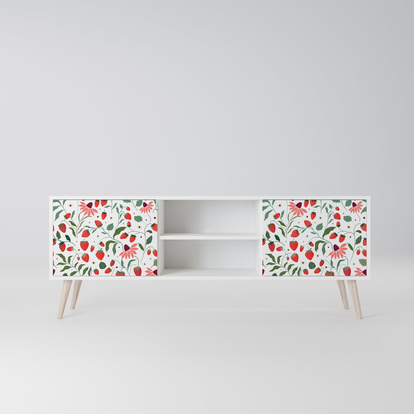 FLOWERS AND STRAWBERRIES Mobile TV a 2 Ante in Finitura Bianca