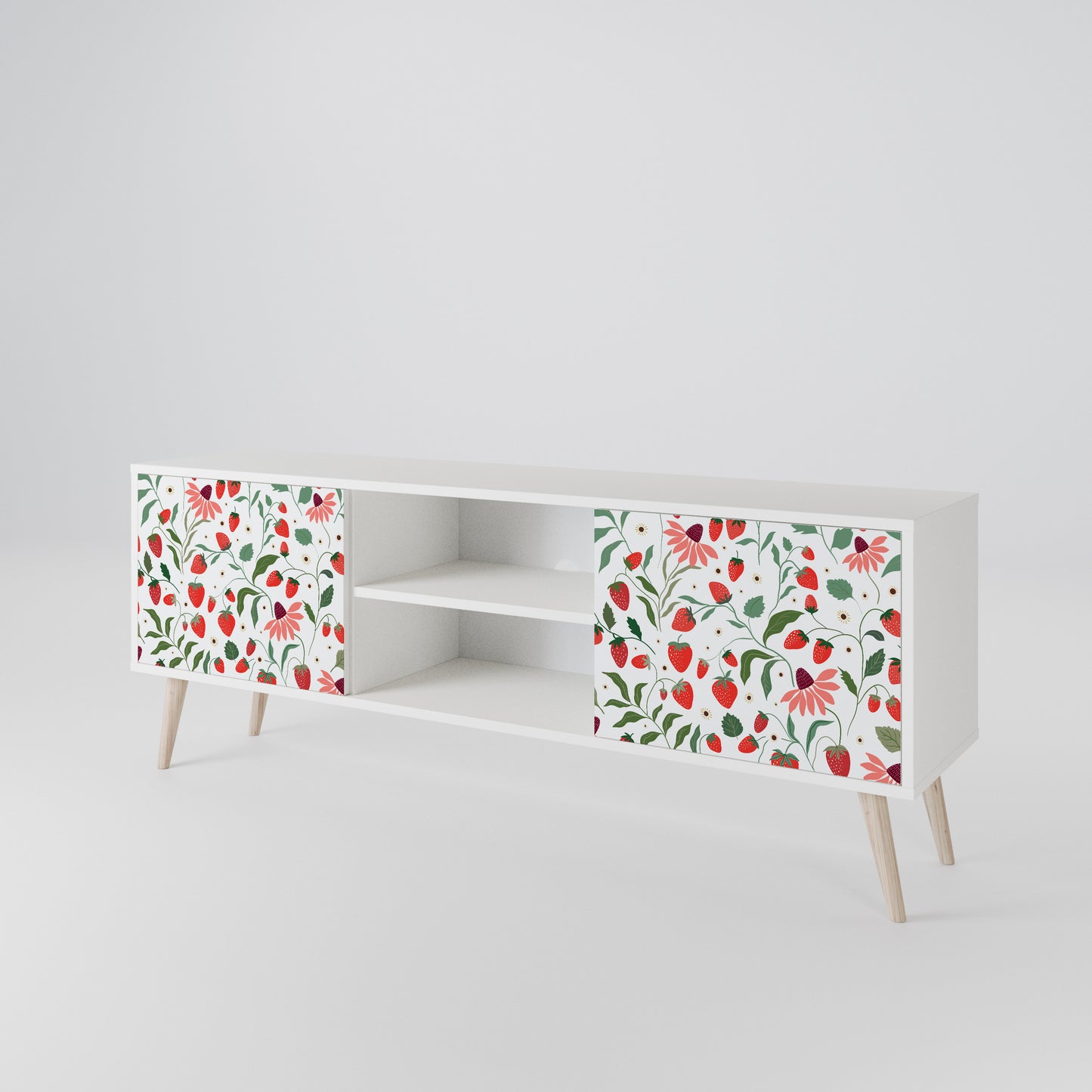 FLOWERS AND STRAWBERRIES Mobile TV a 2 Ante in Finitura Bianca