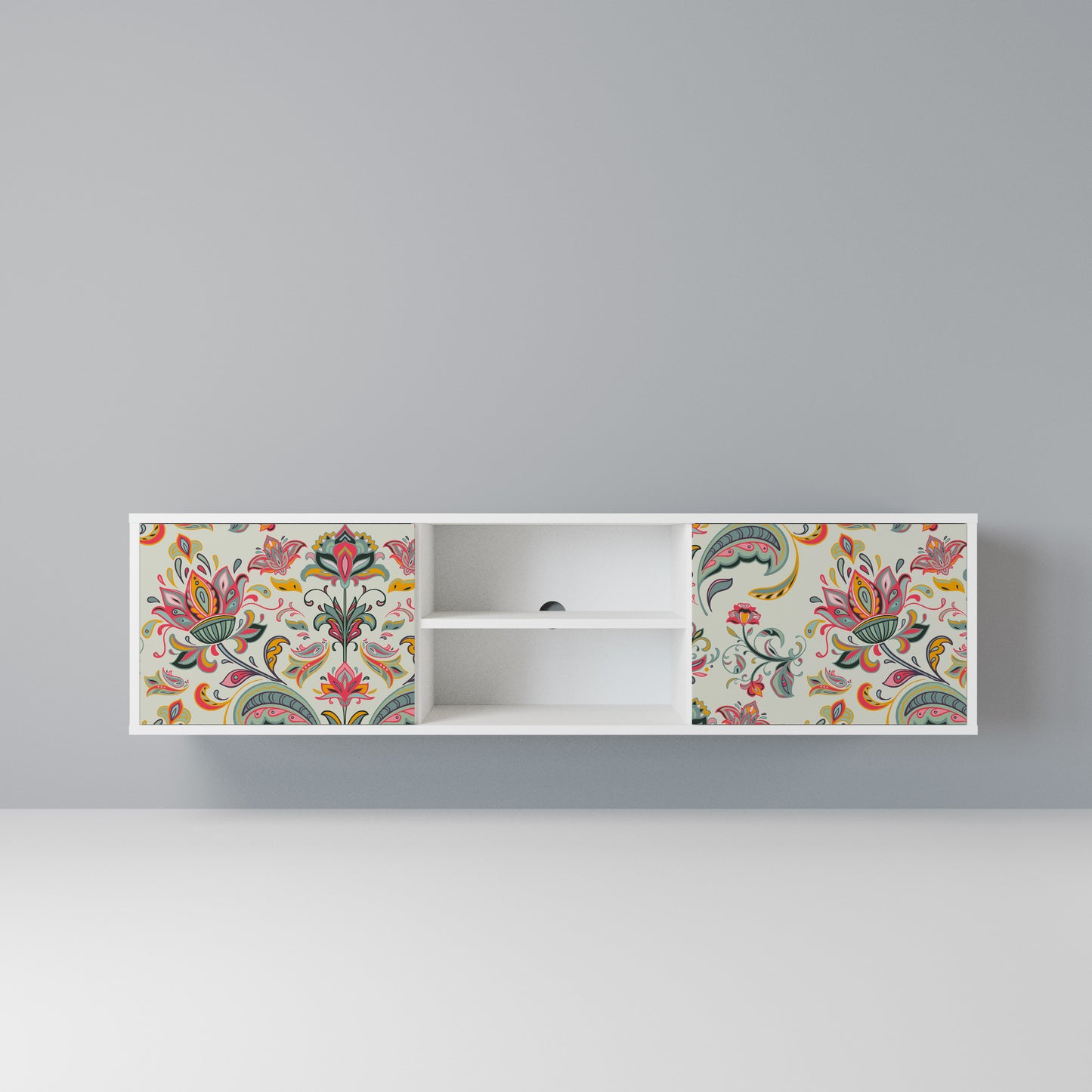 ORGANIC FOLKLORE Mobile TV a 2 Ante in Finitura Bianca