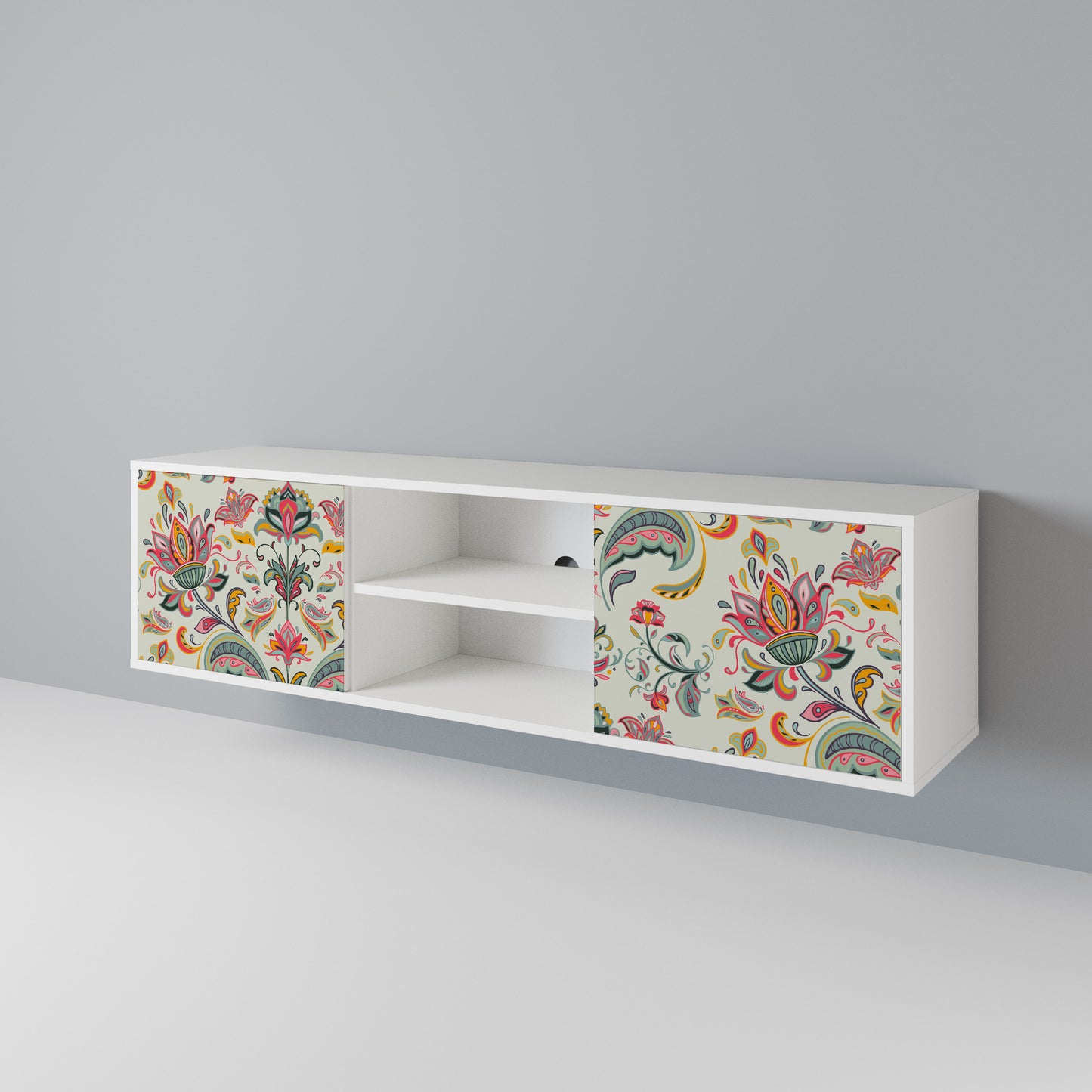 ORGANIC FOLKLORE Mobile TV a 2 Ante in Finitura Bianca