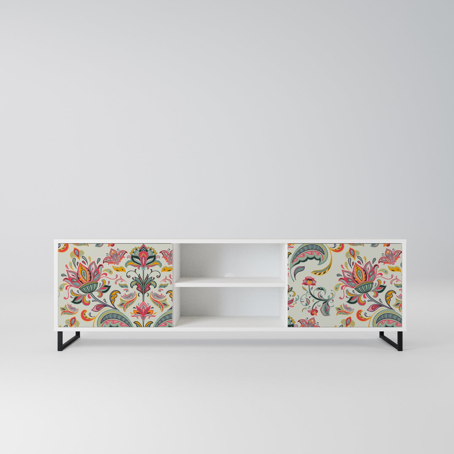 ORGANIC FOLKLORE Mobile TV a 2 Ante in Finitura Bianca