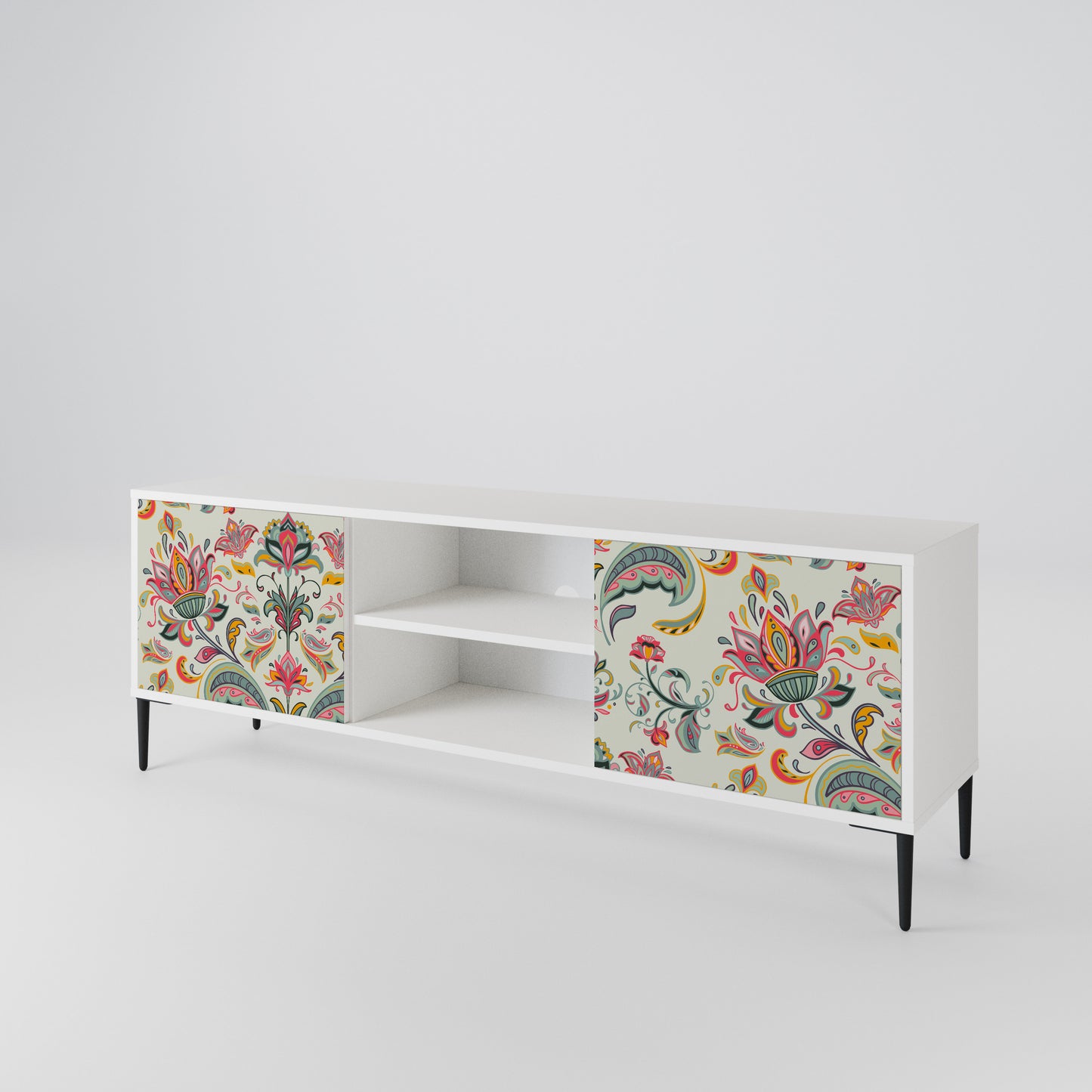 ORGANIC FOLKLORE Mobile TV a 2 Ante in Finitura Bianca