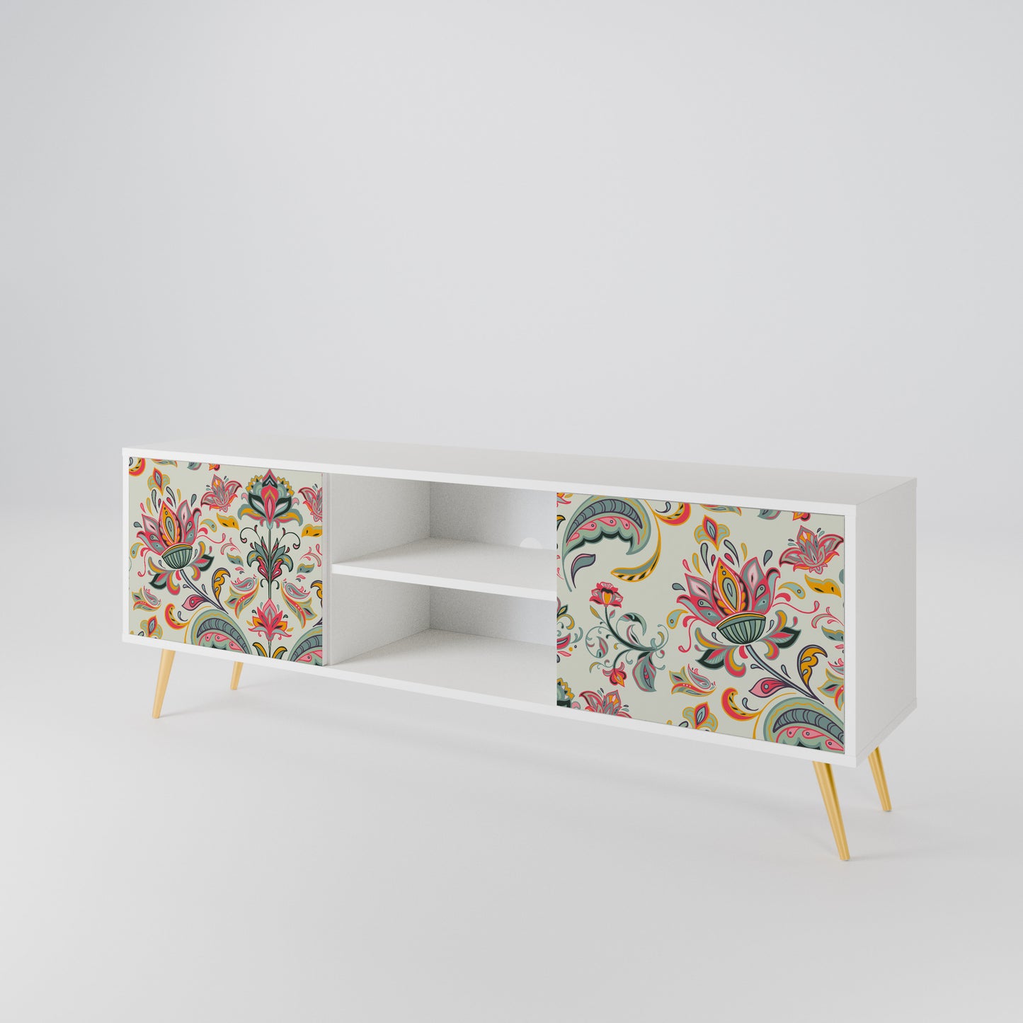 ORGANIC FOLKLORE Mobile TV a 2 Ante in Finitura Bianca