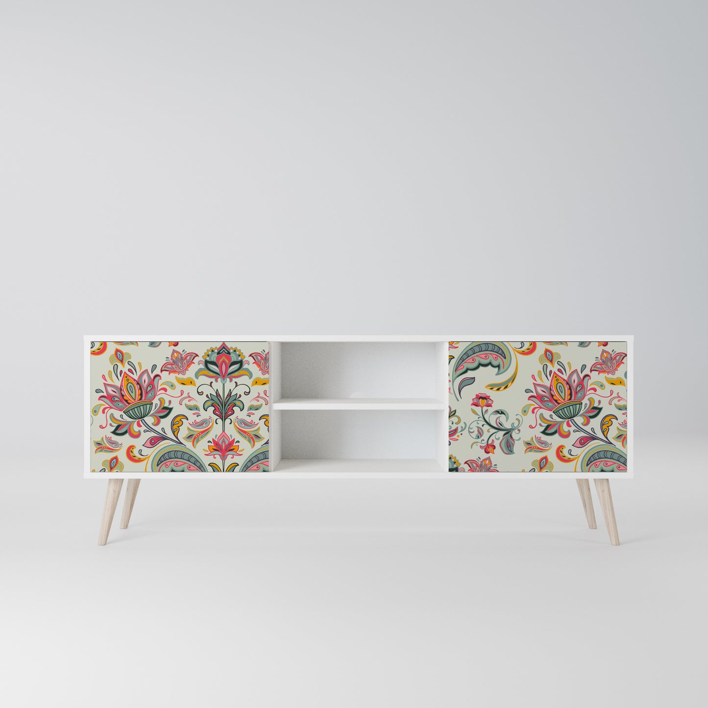 ORGANIC FOLKLORE Mobile TV a 2 Ante in Finitura Bianca