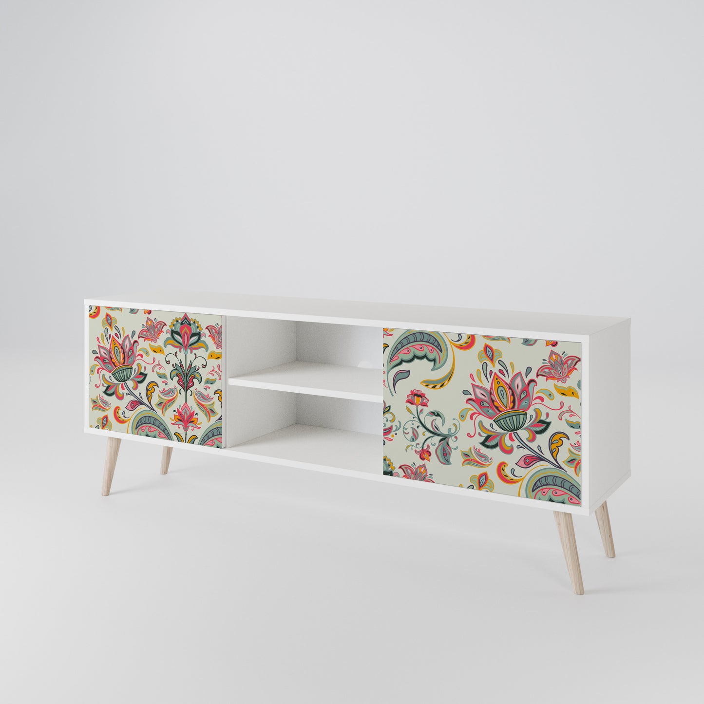 ORGANIC FOLKLORE Mobile TV a 2 Ante in Finitura Bianca