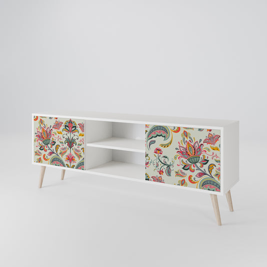 ORGANIC FOLKLORE Mobile TV a 2 Ante in Finitura Bianca