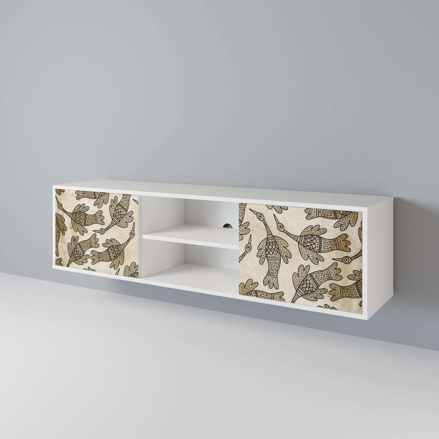 ALMONDINE SONGBIRD Mobile TV a 2 Ante in Finitura Bianca