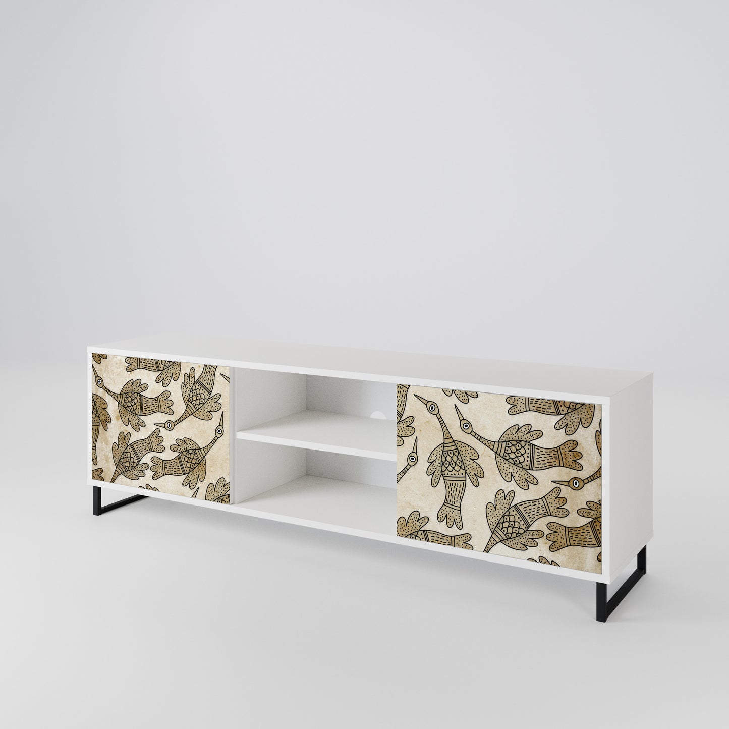 ALMONDINE SONGBIRD Mobile TV a 2 Ante in Finitura Bianca