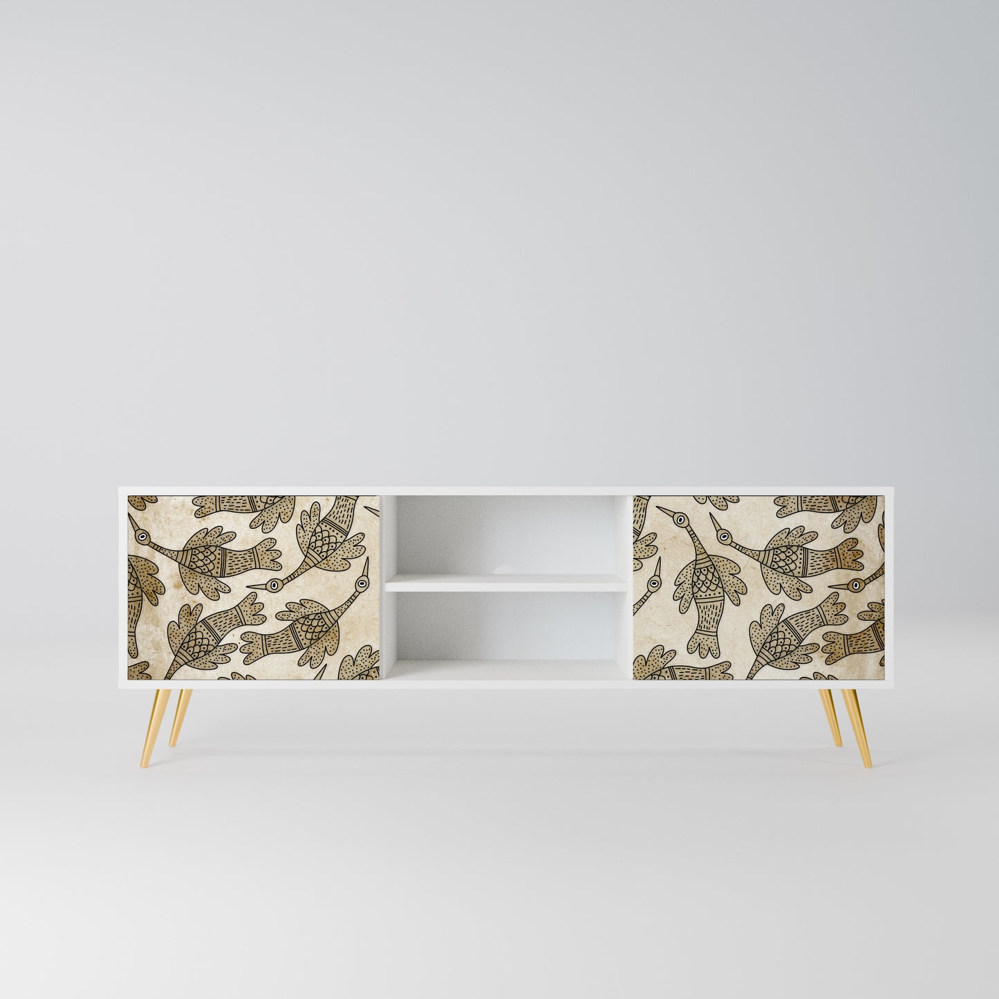 ALMONDINE SONGBIRD Mobile TV a 2 Ante in Finitura Bianca