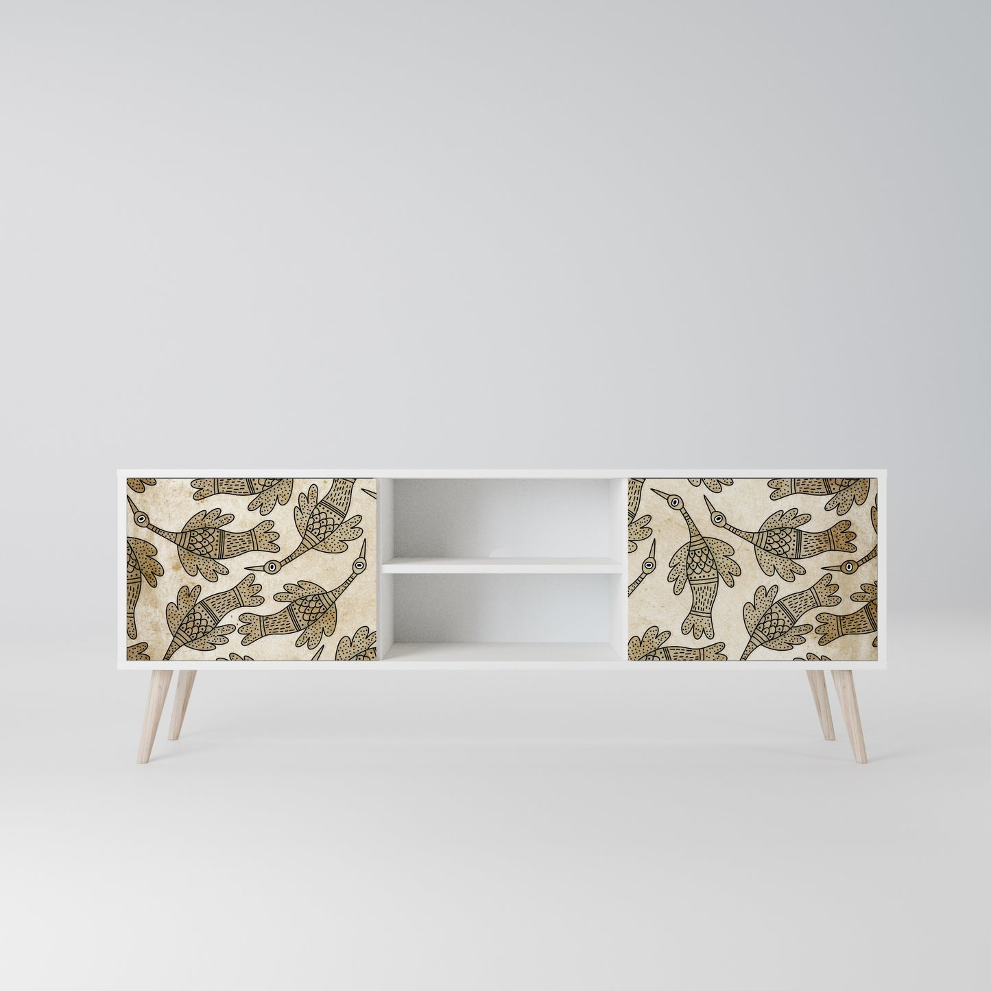 ALMONDINE SONGBIRD Mobile TV a 2 Ante in Finitura Bianca