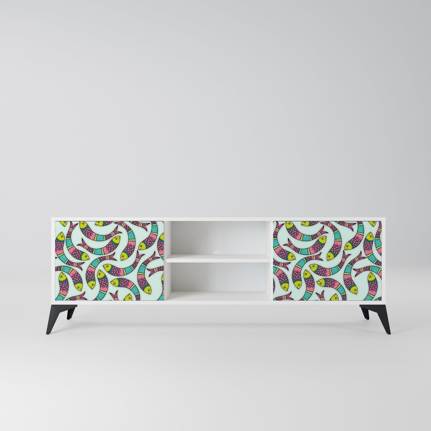 INDIAN FISH Mobile TV a 2 Ante in Finitura Bianca