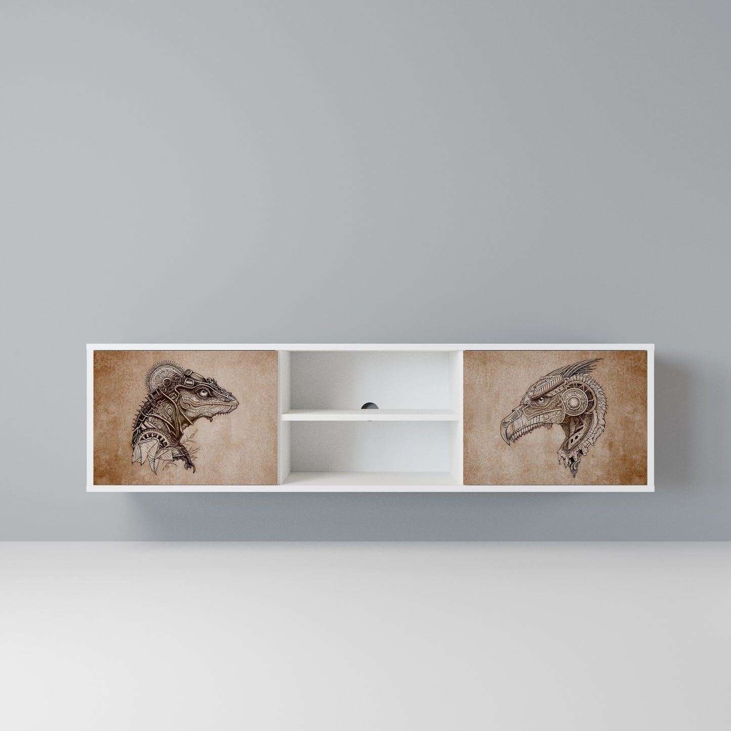 STEAMPUNK CLAN Mobile TV a 2 Ante in Finitura Bianca