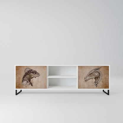 STEAMPUNK CLAN Mobile TV a 2 Ante in Finitura Bianca