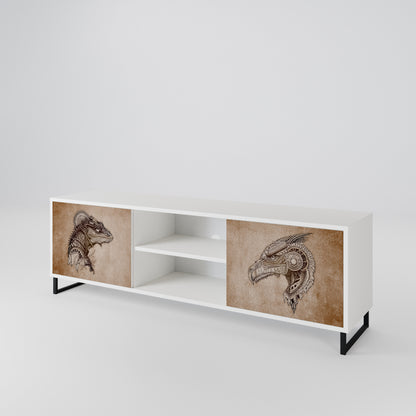 STEAMPUNK CLAN Mobile TV a 2 Ante in Finitura Bianca