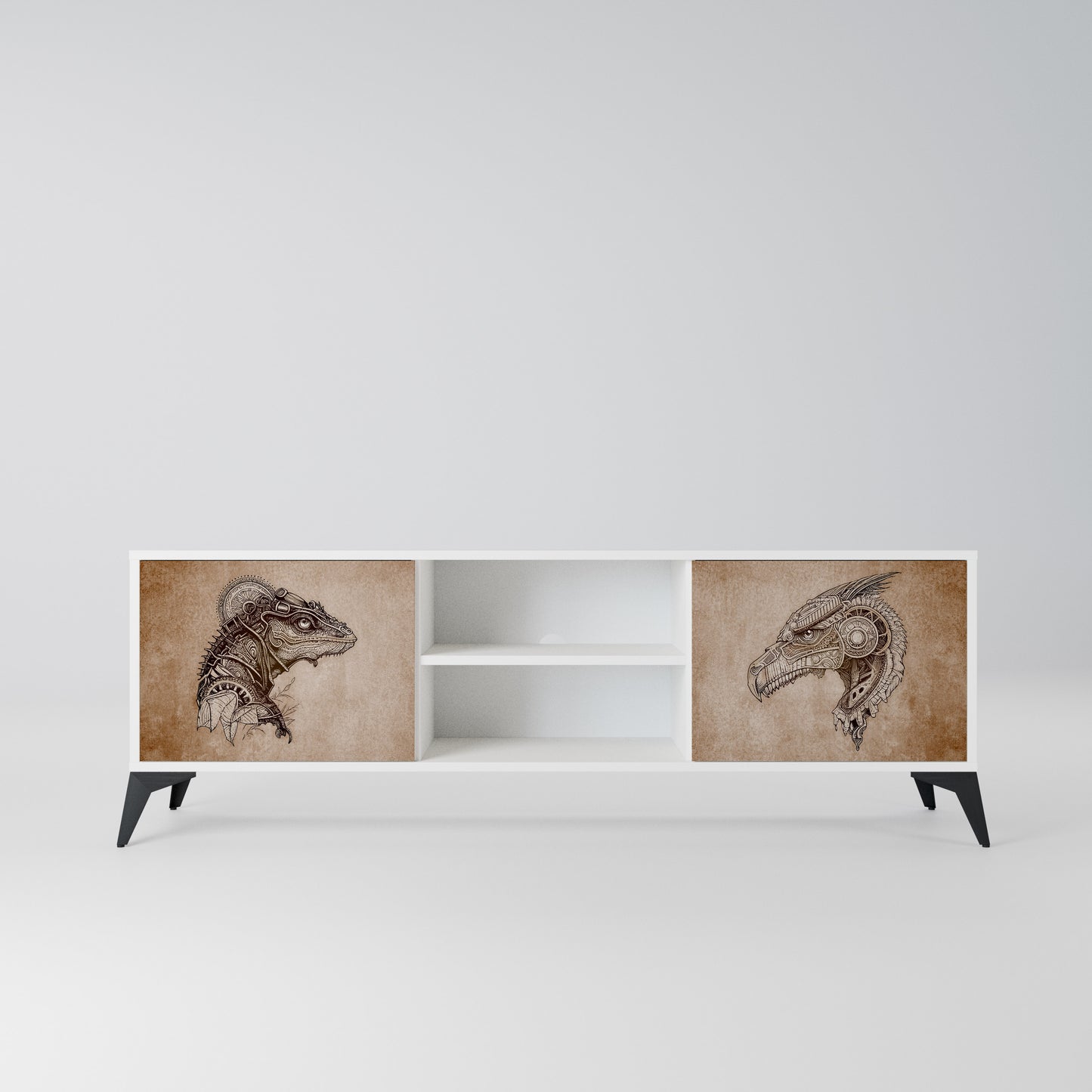 STEAMPUNK CLAN Mobile TV a 2 Ante in Finitura Bianca