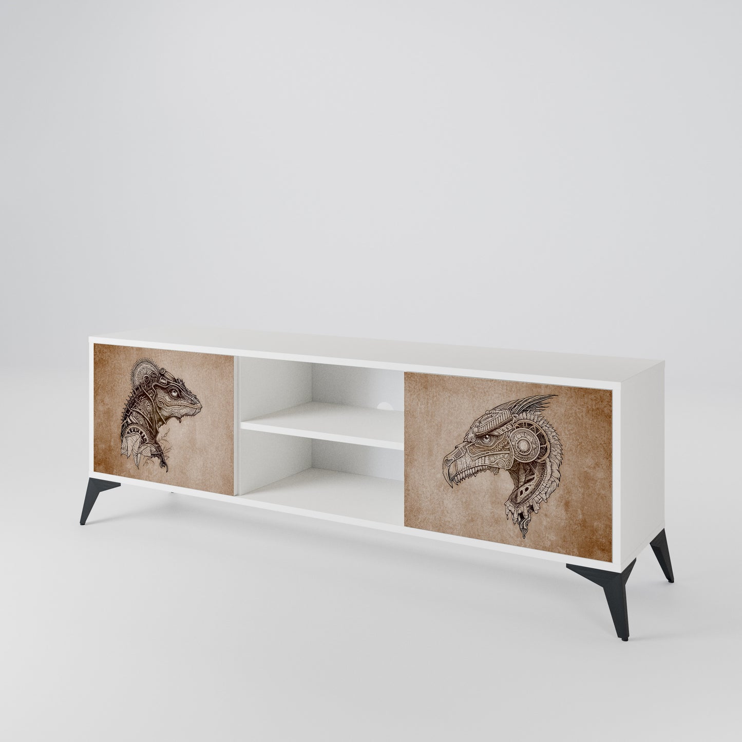 STEAMPUNK CLAN Mobile TV a 2 Ante in Finitura Bianca