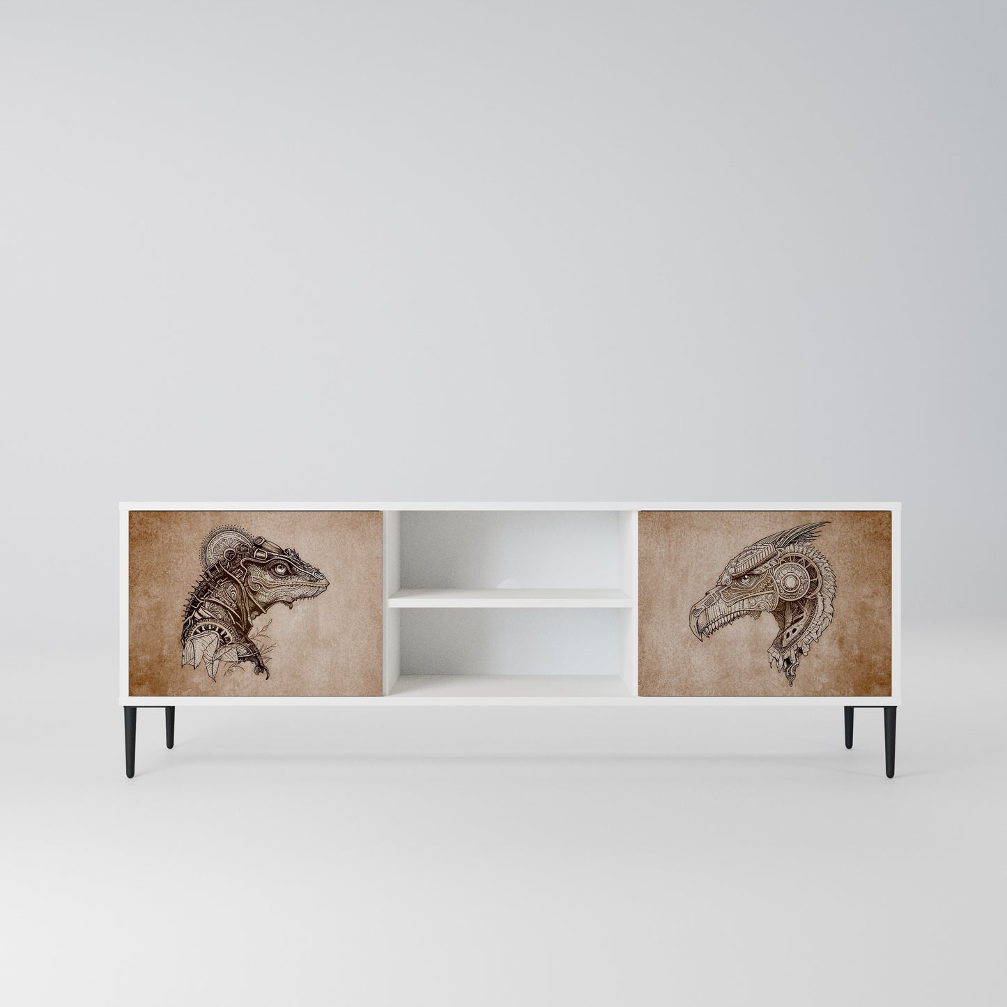 STEAMPUNK CLAN Mobile TV a 2 Ante in Finitura Bianca