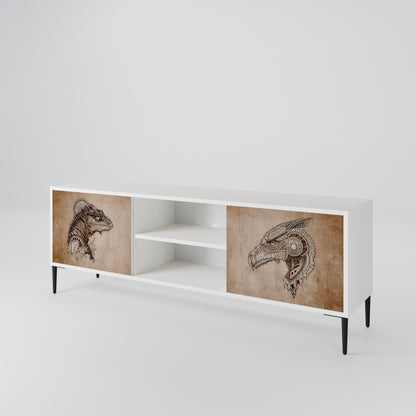 STEAMPUNK CLAN Mobile TV a 2 Ante in Finitura Bianca