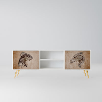 STEAMPUNK CLAN Mobile TV a 2 Ante in Finitura Bianca