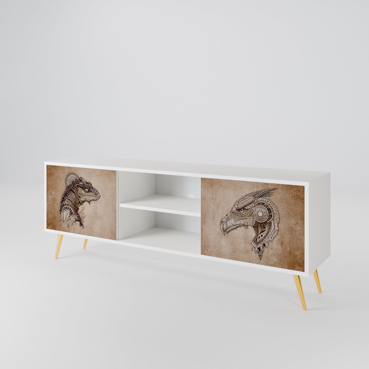 STEAMPUNK CLAN Mobile TV a 2 Ante in Finitura Bianca