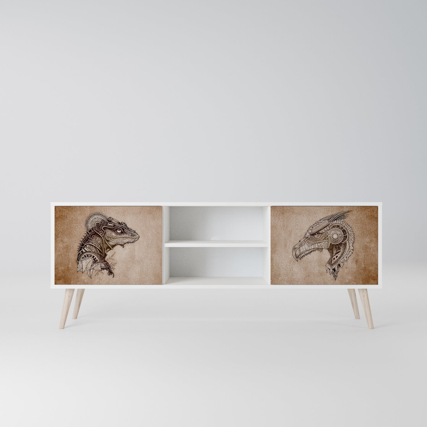 STEAMPUNK CLAN Mobile TV a 2 Ante in Finitura Bianca