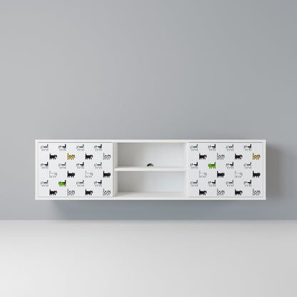 CATS COMPILATION Mobile TV a 2 Ante in Finitura Bianca