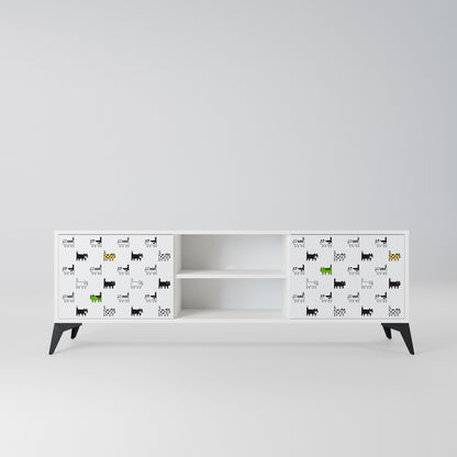 CATS COMPILATION Mobile TV a 2 Ante in Finitura Bianca