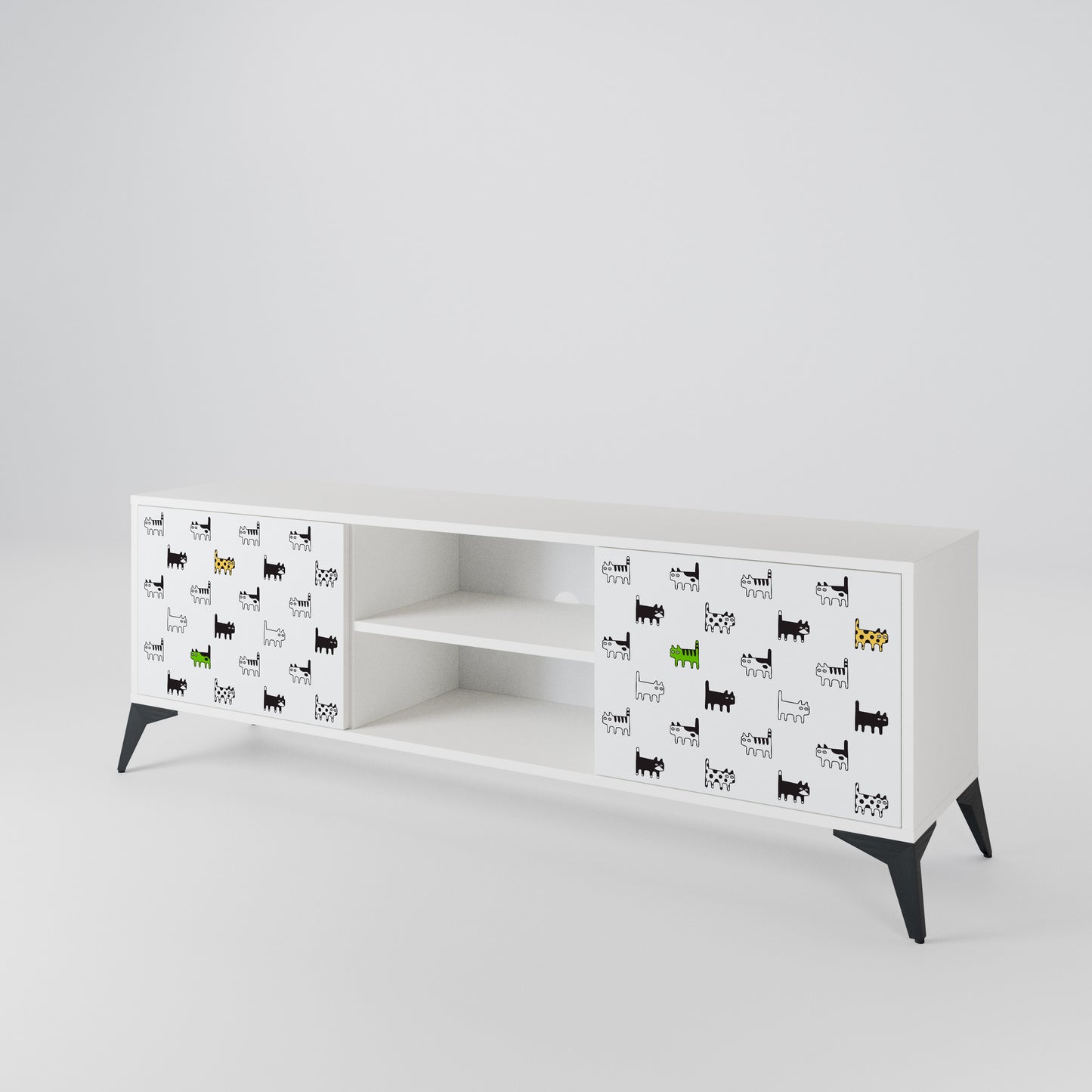 CATS COMPILATION Mobile TV a 2 Ante in Finitura Bianca