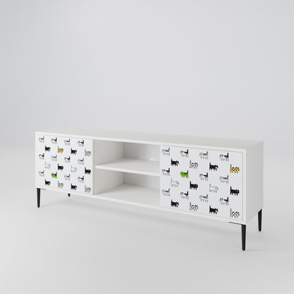 CATS COMPILATION Mobile TV a 2 Ante in Finitura Bianca